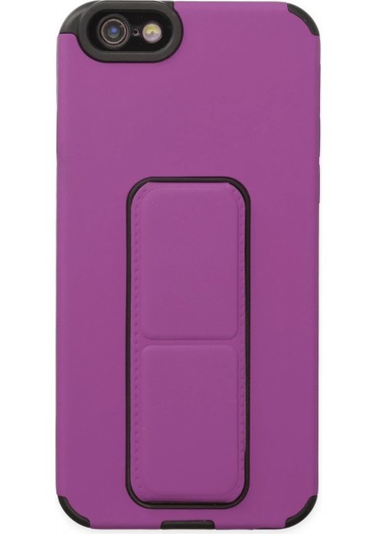 iPhone 6 Kılıf Mega Standlı Silikon - Mor (K95)
