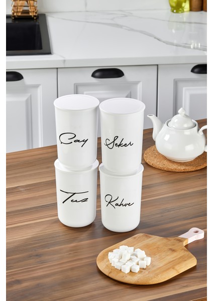 4'lü Akrilik Vakum Kapaklı Transfer Etiketli Akrilik (Plastik)Çay/şeker/tuz/kahve Kavanoz 900ML fiyatları