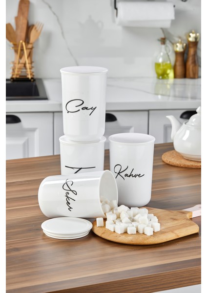 4'lü Akrilik Vakum Kapaklı Transfer Etiketli Akrilik (Plastik)Çay/şeker/tuz/kahve Kavanoz 900ML modelleri