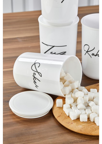 4'lü Akrilik Vakum Kapaklı Transfer Etiketli Akrilik (Plastik)Çay/şeker/tuz/kahve Kavanoz 900ML fırsatları