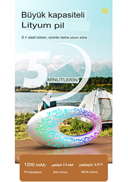 Dubai Müze Rgb Bluetooth Hoparlör 1500mah Pil ile Taşınabilir Beyaz Gece Lambası fırsatları