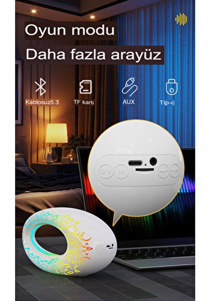 Dubai Müze Rgb Bluetooth Hoparlör 1500mah Pil ile Taşınabilir Beyaz Gece Lambası