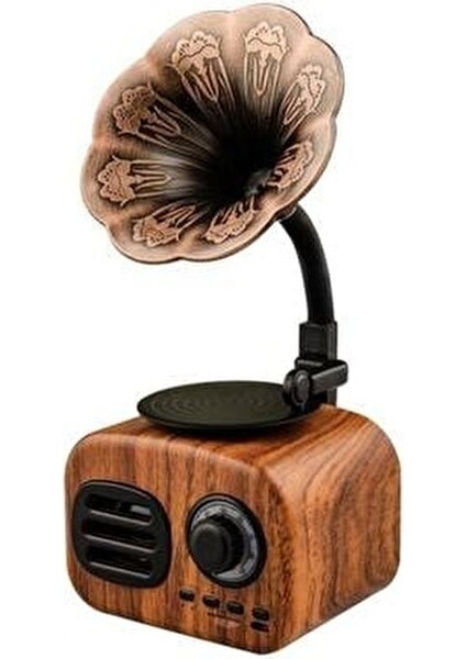 Nostaljik Mini Radyo Bluetooth Hoparlör Açık Kahverengi 10 W Parti Işığı ile fırsatları