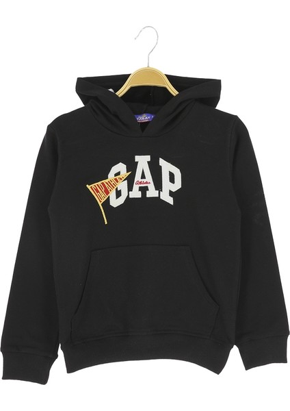 Erkek Sweat Kapşonlu Cepli, Nakışlı 2 Ip Şardonlu