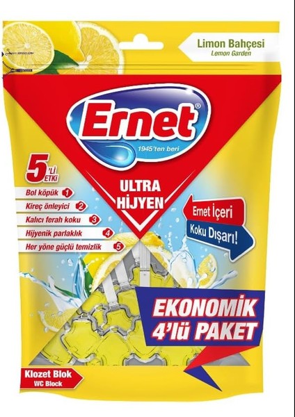 Ernet Klozet Ultra Hijyen Limon Bahçesi 4 x 50 G