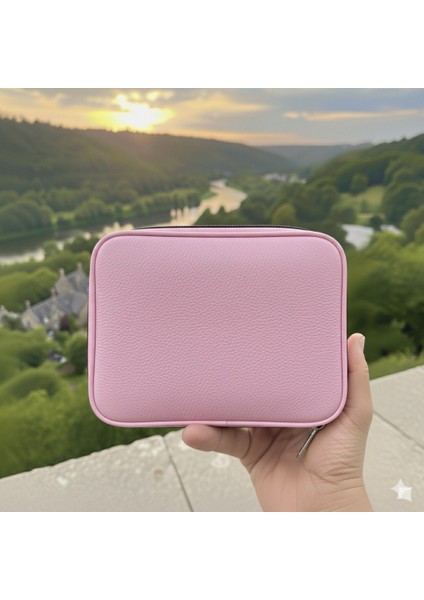 Pembe Şarj Aleti Kulaklık Çantası - Teknoloji , Makyaj Organizer Düzenleyici Seyahat Mini Yazıcı