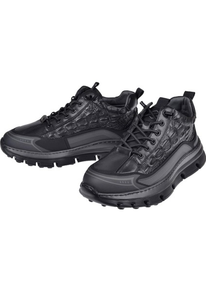 Hakiki Deri Erkek Spor Ayakkabı Sneaker GJ-25K517 Siyah fırsatları