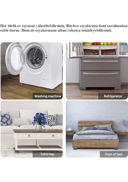 Çamaşır Makinesi Titreşim Gürültü Hareket Önleyici Mobilya Yükseltici Ayak Ped (4 Adet) indirimleri