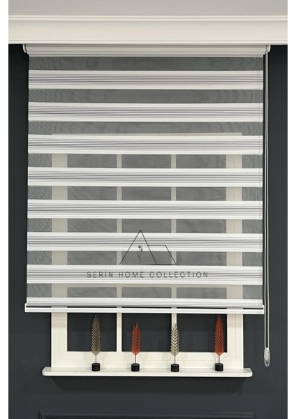 Gri Geçişli Dar Plise Zebra Stor Perde (Dayanıklı Alüminyum Kasa)