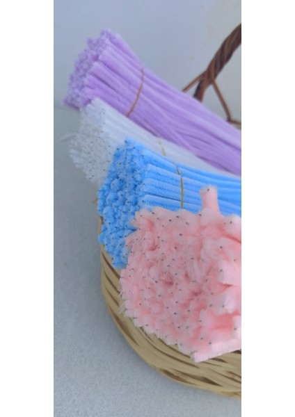 Romantik Pastel Şönil Seti – 30’lu Dıy Deney Malzemesi (Beyaz, Açık Mavi, Karanfil Pembesi) modelleri