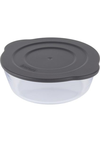 Antrasit Plastik Kapaklı Yuvarlak Cam Tencere