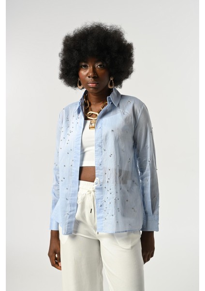 Kadın Taş Işlemeli Ince Gömlek