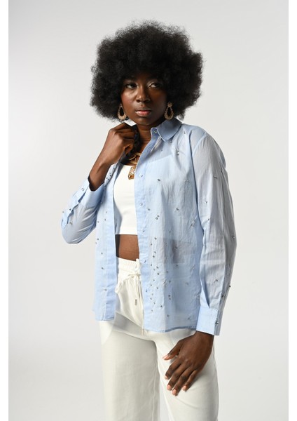 Kadın Taş Işlemeli Ince Gömlek fiyatları