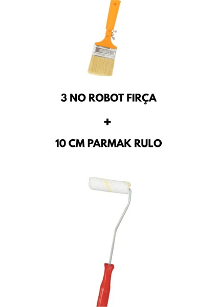 Boyacı Seti 2 - Robot Fırça 3 No - Saten Parmak Boya Rulosu 10 cm