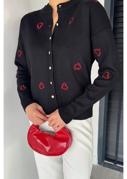 Kalp Nakışlı Kadın Triko Hırka (S-M-L Uyumludur) P-00018884 modelleri