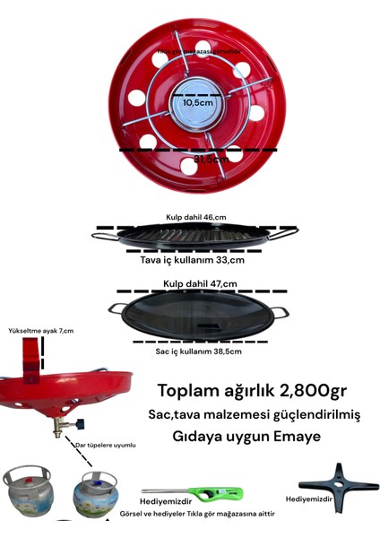 Çok Amaçlı Küçük Tüp Mangal Izgara Sac Ocak Kavurma Gözleme Et Balık Dumansız Piknik Tüp Sac 40CM indirimleri