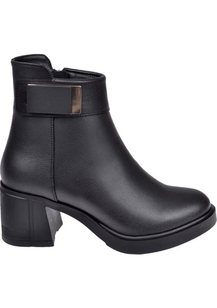 Kalın Topuklu Fermuarlı Kadın Bot SMS-5282 Siyah fiyatları
