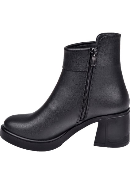 Kalın Topuklu Fermuarlı Kadın Bot SMS-5282 Siyah modelleri