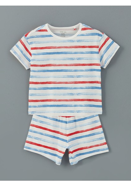 Yeni Sezon Çizgili Şortlu Erkek Bebek Şortlu Pijama Takım modelleri