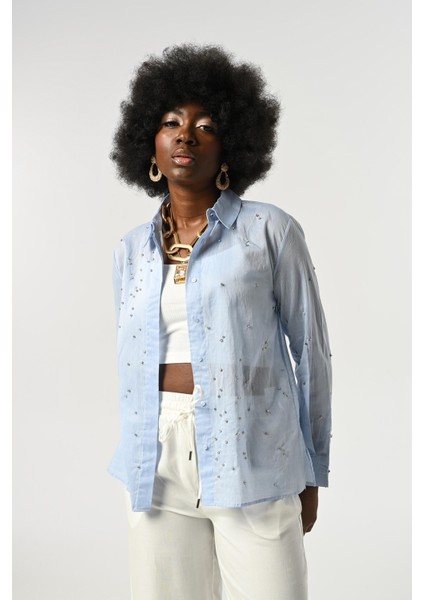 Kadın Taş Işlemeli Ince Gömlek modelleri