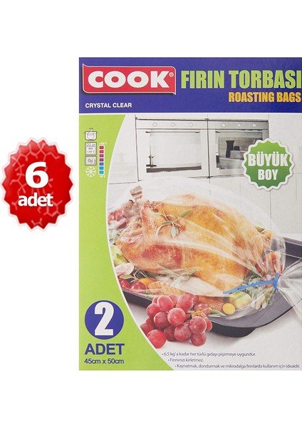 Fırın Torbası - X6 Adet Büyük Boy 45 cm x 50 cm (2 Adet/kutu Içi)