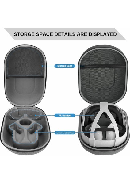 AL-Q022 Meta Quest 3 Vr Kulaklık Taşıma Çantası Eva+Polyester Taşınabilir Saklama Çantası (Yurt Dışından) indirimleri