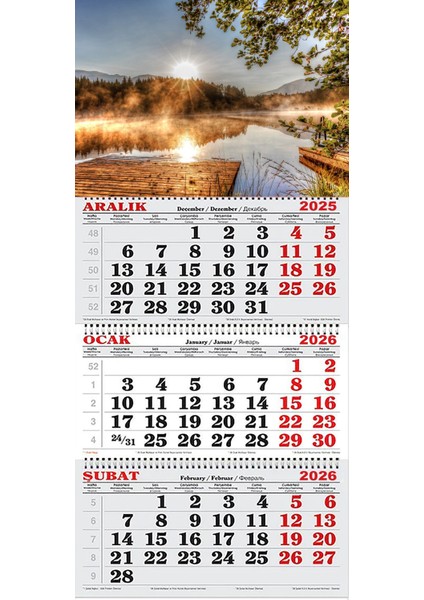 2026 Yılı Gemici Takvimi- Gölde Gündoğumu