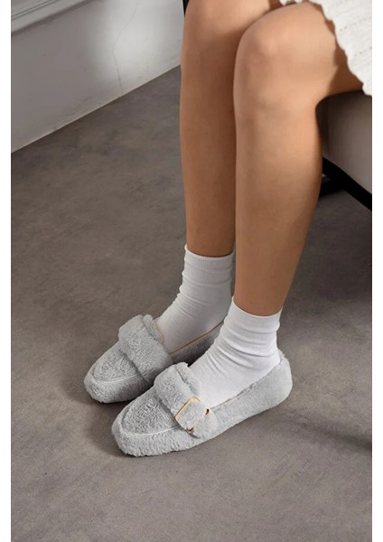 Vera Tavşan Tüyü Lastikli Tokalı Kaydırmaz Taban Kadın Babet Panduf Ev Terliği modelleri