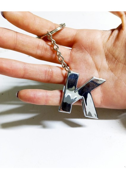 K Harfi Plastik Krom Kaplama Anahtarlık- Harf Çanta Süsü