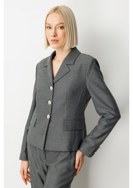 Kadın Omzu Vatkalı Kapak Cepli Ceket 5049 Antrasit fiyatları