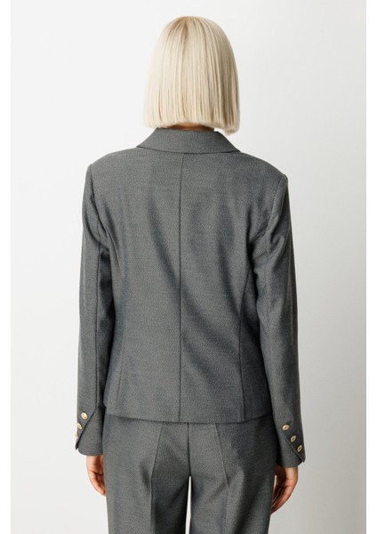 Kadın Omzu Vatkalı Kapak Cepli Ceket 5049 Antrasit fırsatları