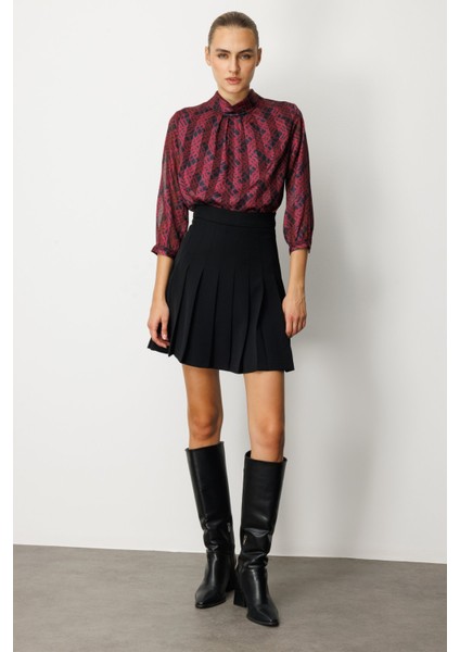 Kadın Piliseli Tenis Etek 2005 Siyah