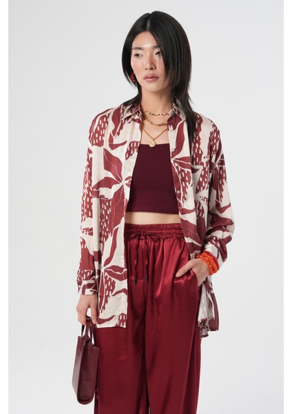 Kadın Oversize Kesim Karışık Desenli Dijital Gömlek fiyatları