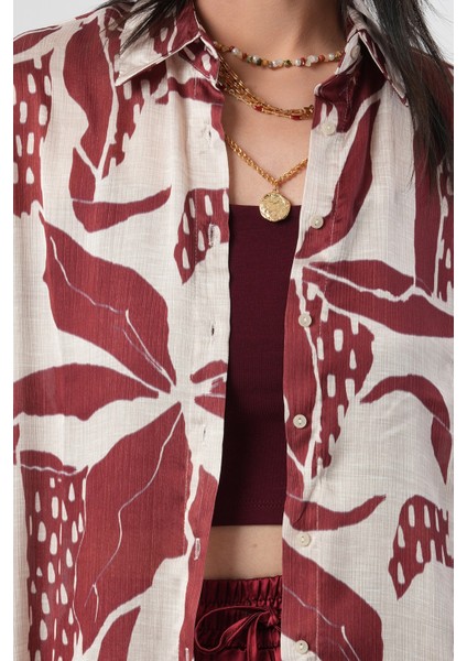 Kadın Oversize Kesim Karışık Desenli Dijital Gömlek modelleri