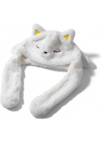 9-15 Yaş Peluş Oynar Kulaklı Hareketliı Kışlık Bere Şapka