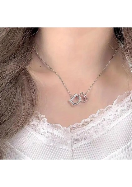 Hello Kitty Hayranlara Özel 925 Ayar Gümüş Zincir Kadın Genç Kız Kolye