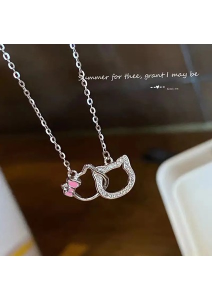 Hello Kitty Hayranlara Özel 925 Ayar Gümüş Zincir Kadın Genç Kız Kolye modelleri
