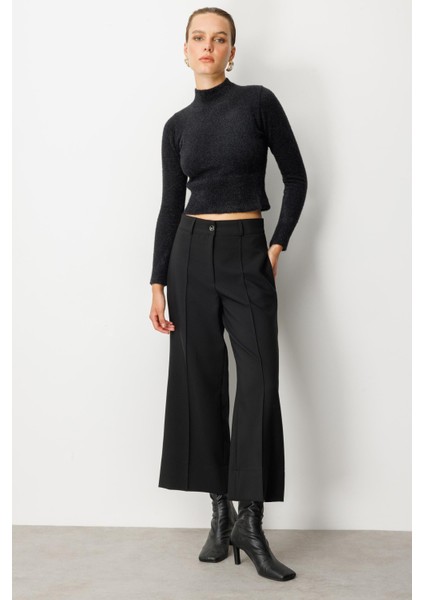 Sahte Cep Detaylı Kumaş Pantolon-Siyah modelleri