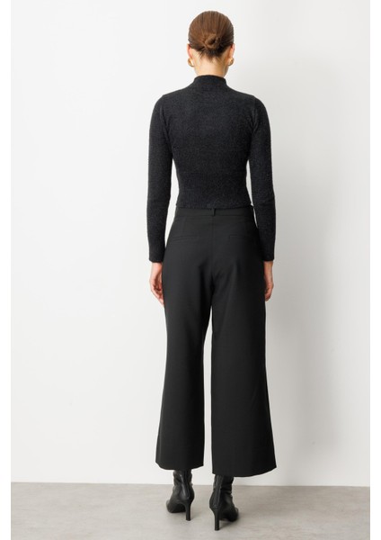 Sahte Cep Detaylı Kumaş Pantolon-Siyah indirimleri