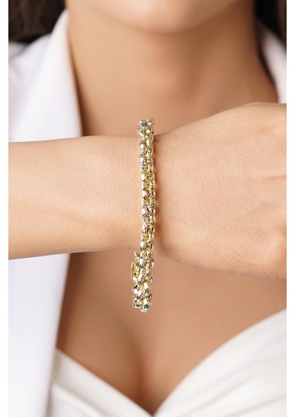 14 Ayar Altın Tek Sıra Renkli Doch Bileklik