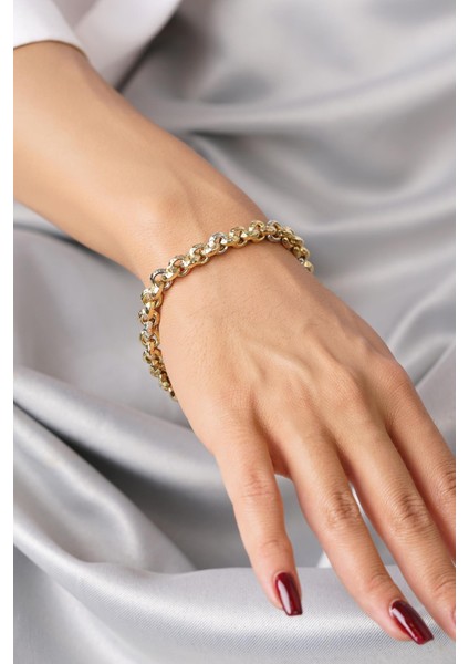 14 Ayar Altın Tek Sıra Renkli Doch Bileklik fiyatları