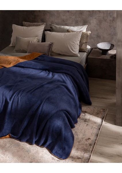 Caureo Çift Kişilik Jakarlı Pamuklu Battaniye - Kiremit/lacivert fiyatları