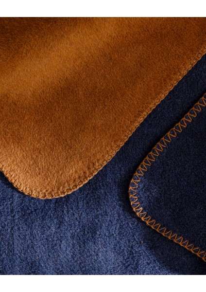 Caureo Çift Kişilik Jakarlı Pamuklu Battaniye - Kiremit/lacivert indirimleri