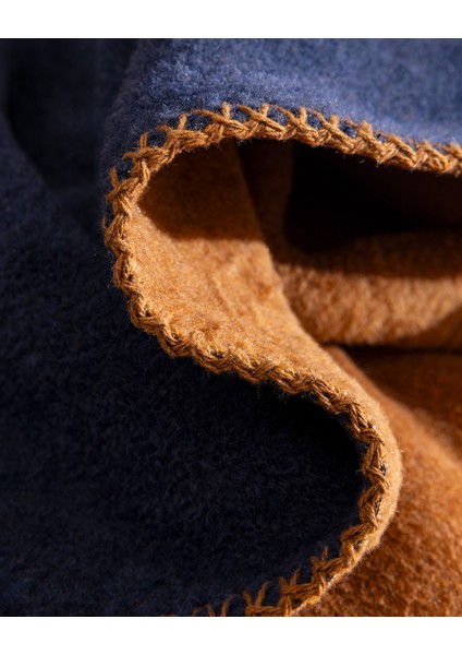 Caureo Çift Kişilik Jakarlı Pamuklu Battaniye - Kiremit/lacivert