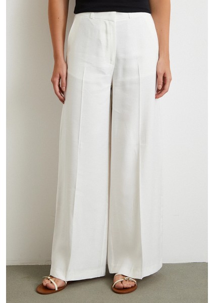 Geniş Paça Palazzo Pantolon Ekru modelleri