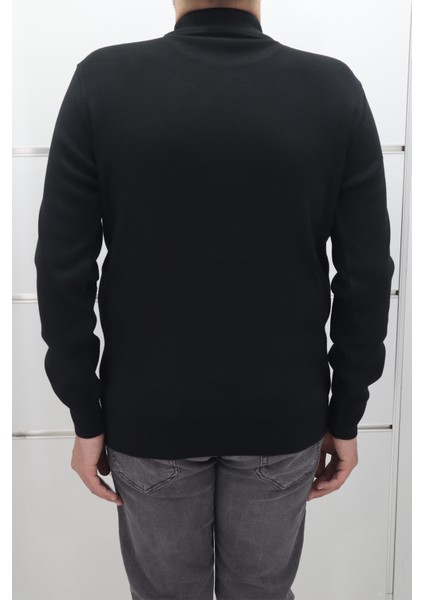 Fistan Store Erkek Düz Spor Kesim Rahat Kalıp Yarım Balıkçı Yaka Kışlık Yünlü Kazak modelleri