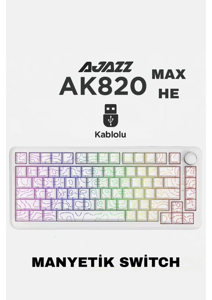 AK820 Max He Kablolu Mekanik Oyun Klavyesi, Rapid Trigger, Rgb Aydınlatma, Hall Effect