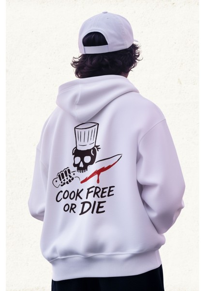 Unisex Erkek/kadın Yes Chef Baskılı Pamuklu Oversize Kapüşonlu Sweatshirt