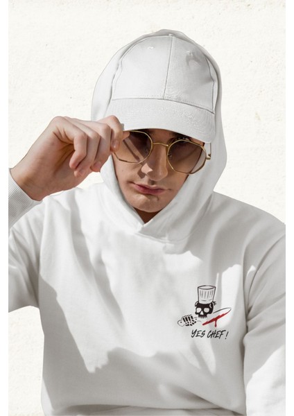Unisex Erkek/kadın Yes Chef Baskılı Pamuklu Oversize Kapüşonlu Sweatshirt fiyatları