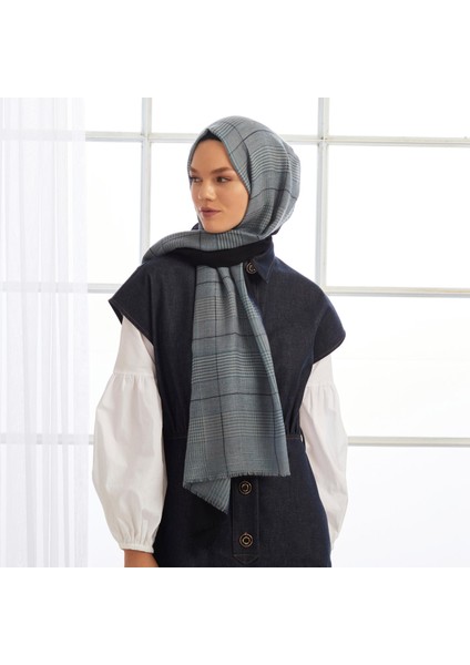 Ipekevi Ekose Desenli Yün Şal Mavi modelleri